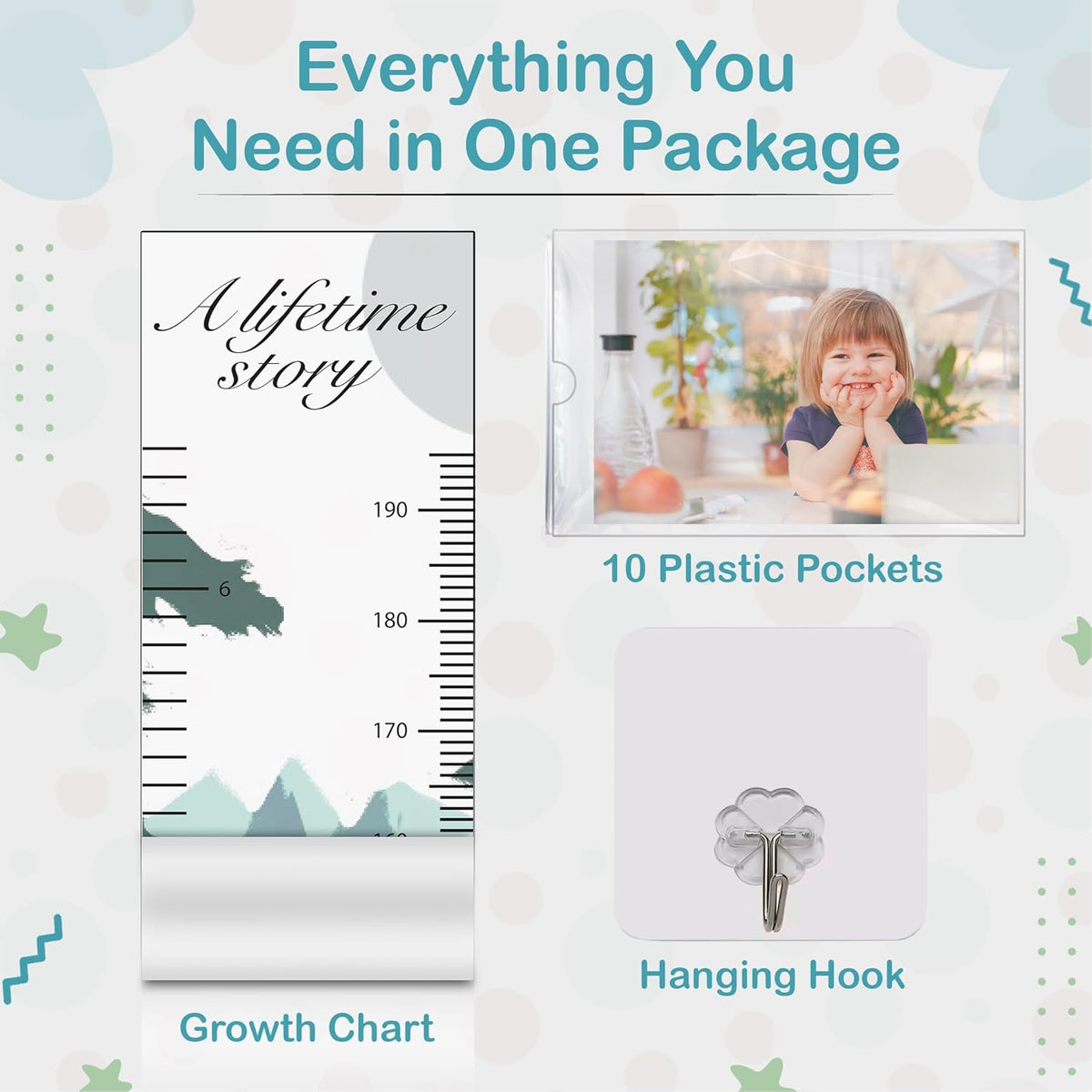 A Lifetime Story Growth Chart for Wall - Personalized for Photos, Photo Stickers, and Memory Album