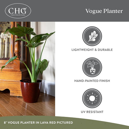 Classic Home and Garden Vogue Planter Pots w/Pottery Quality Finish - Modern Indoor & Outdoor