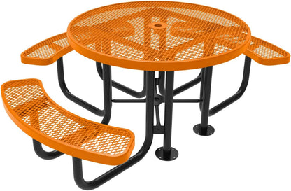 Heavy-Duty Portable ADA-Compliant Outdoor Picnic Table with Umbrella Hole, Expanded Metal Patio