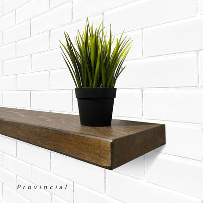 URBANDI, Rustic Floating Shelves, Set of 2, Hidden Bracket, Solid Wood, Heavy Duty, Wall Mounted