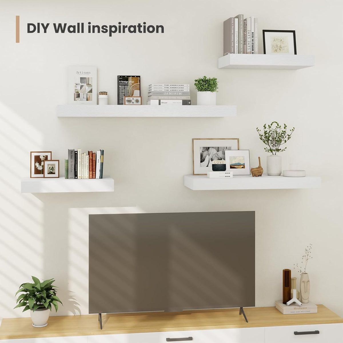 Heimlove 12 Inch Deep Floating Shelves, 48 x 12 inches Long Wall Shelf, Large Display Shelf &