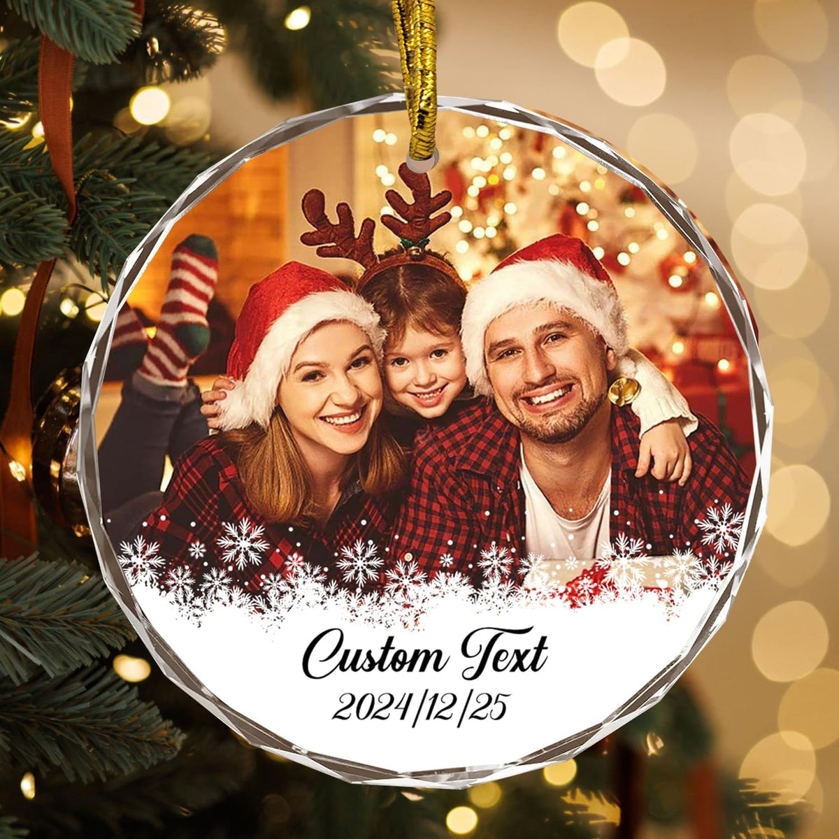 Personalized Photo Text Ornaments, Custom Ornaments for Family Couple Friend Children, Personalized