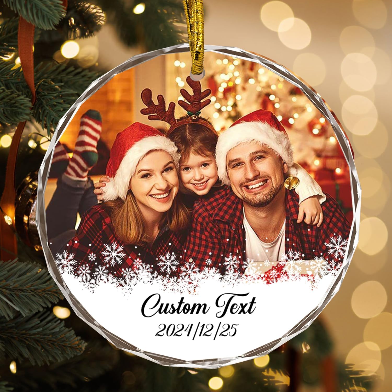 Personalized Photo Text Ornaments, Custom Ornaments for Family Couple Friend Children, Personalized