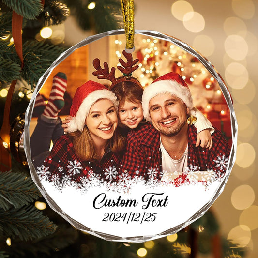 Personalized Photo Text Ornaments, Custom Ornaments for Family Couple Friend Children, Personalized