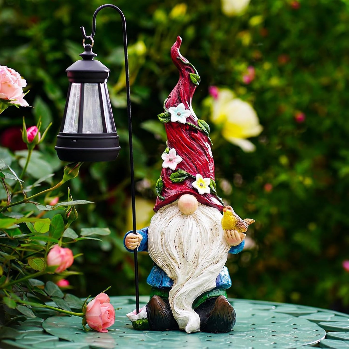 Garden Gnomes Outdoor Statue with Solar Lights,Solar Gnomes Decorations for Yard Outdoor gnome