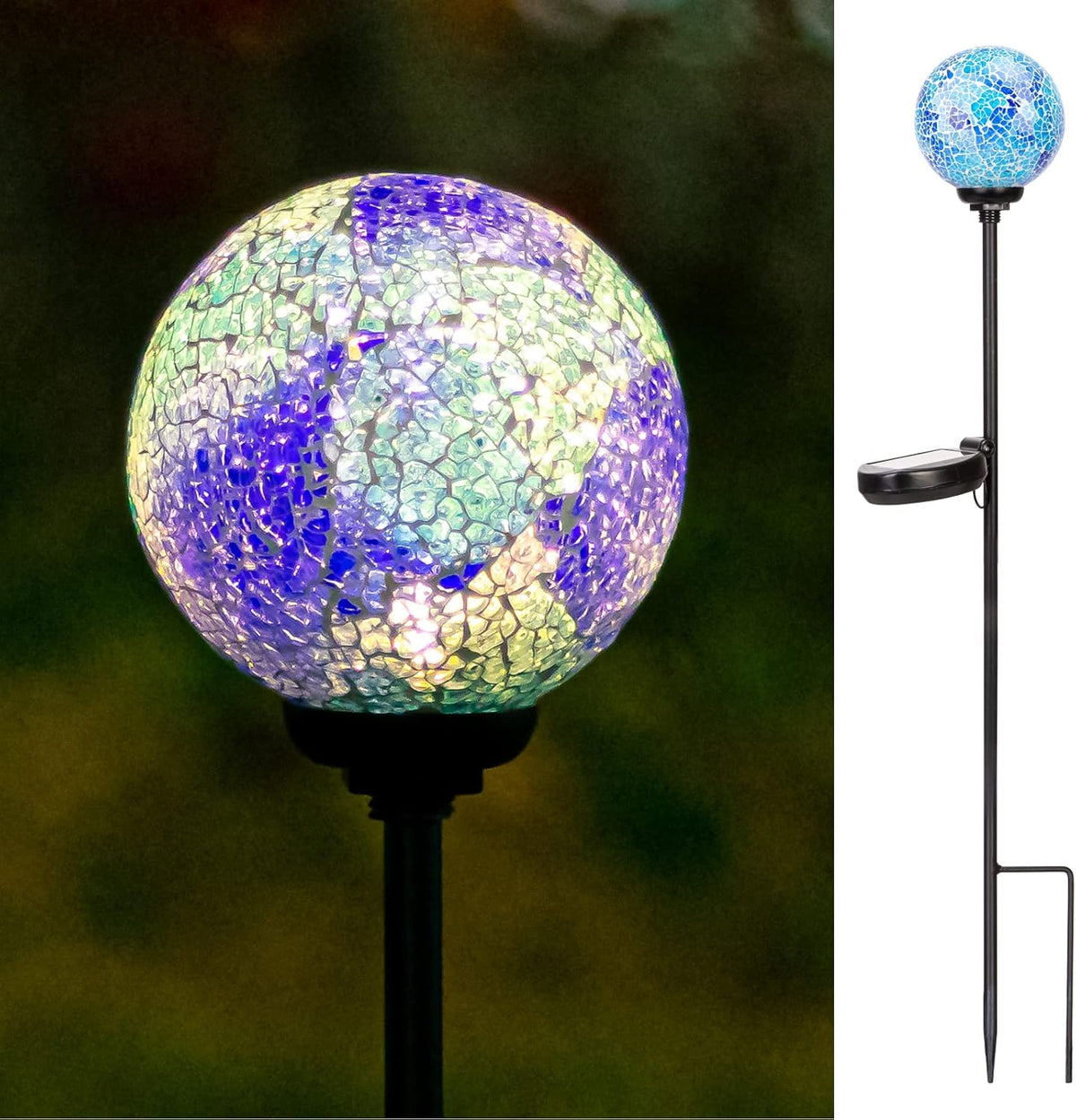 VCUTEKA Solar Lights Outdoor Decorative - Mosaic Solar Garden Stakes Light Waterproof LED Light for