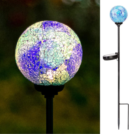 VCUTEKA Solar Lights Outdoor Decorative - Mosaic Solar Garden Stakes Light Waterproof LED Light for