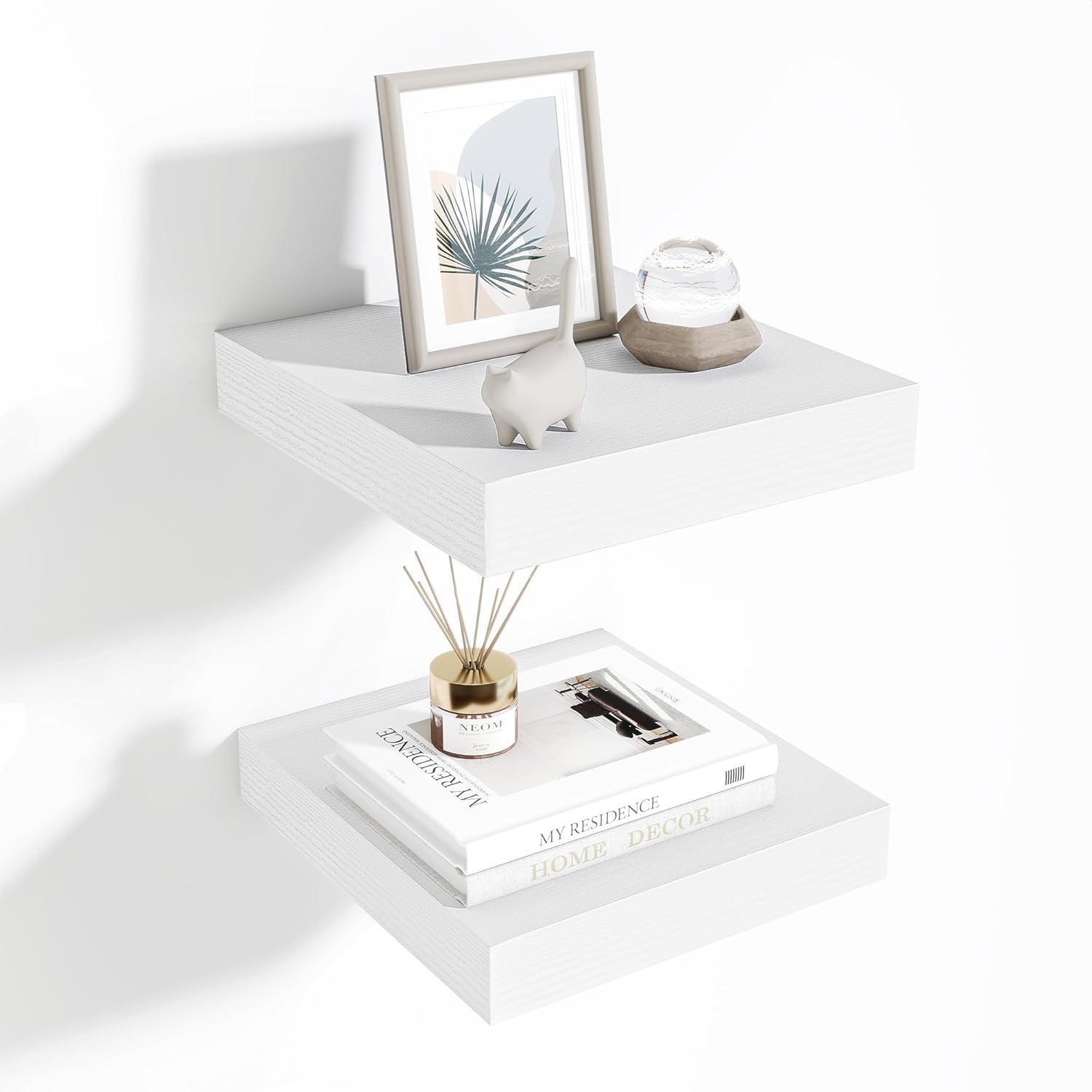 Fun Memories Floating Shelves for Wall 10 Inch, 10 Inch Deep Square Wall Shelves, Bathroom Storage