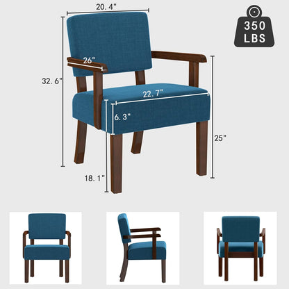 Accent Chair with Wood Frame, Arm Chairs Oversize with Soft Seat and Armrests for Living, Dining