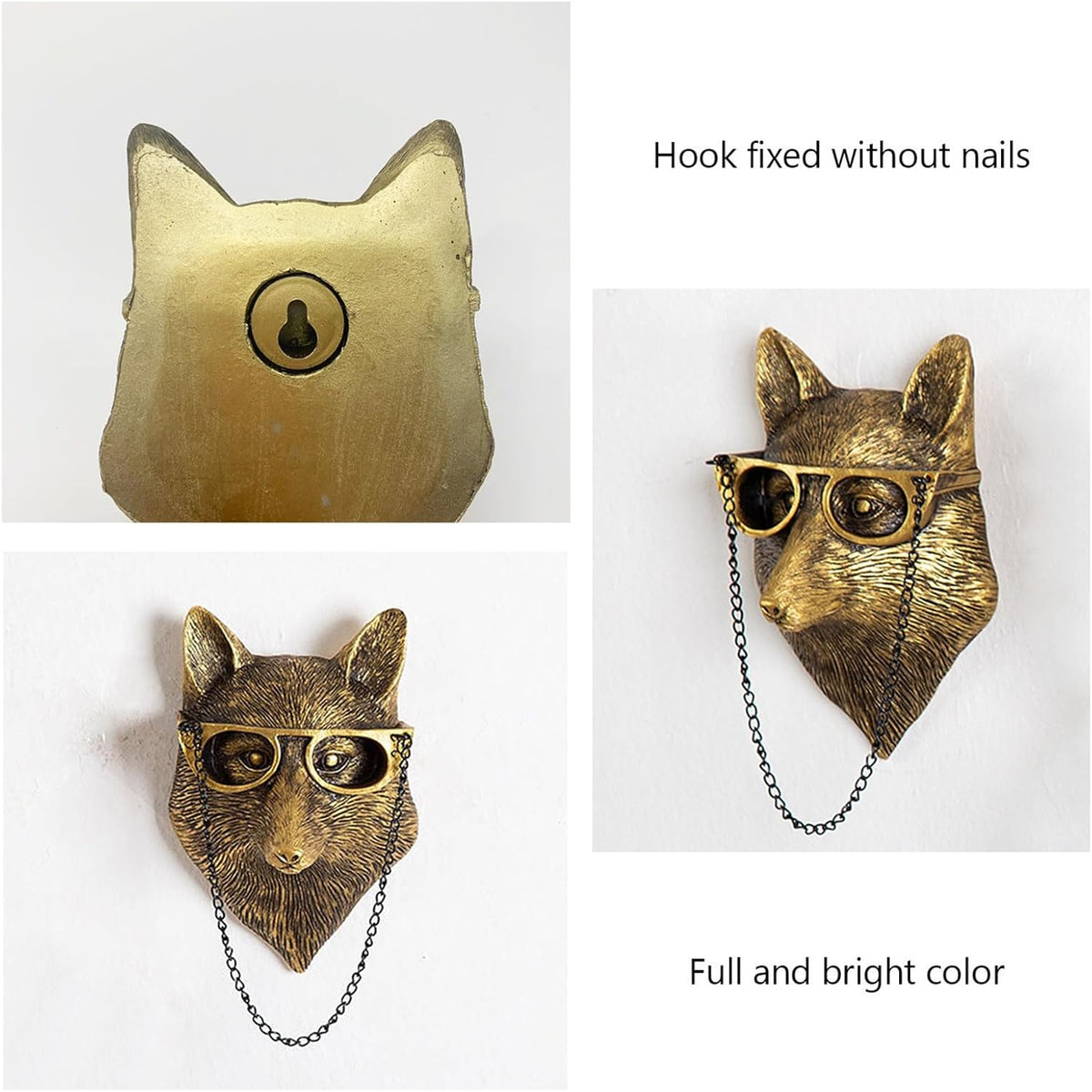 GUASDIE Animal Heads Wall Decor, Faux Deer Head Mount, Animal Sculptures Wall Decor, Resin Animal