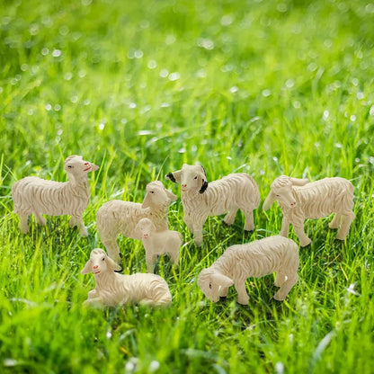 Miniature Garden Figurines Set of 6 Sheep Statues - Outdoor Decor Art for Fall Winter - Patio
