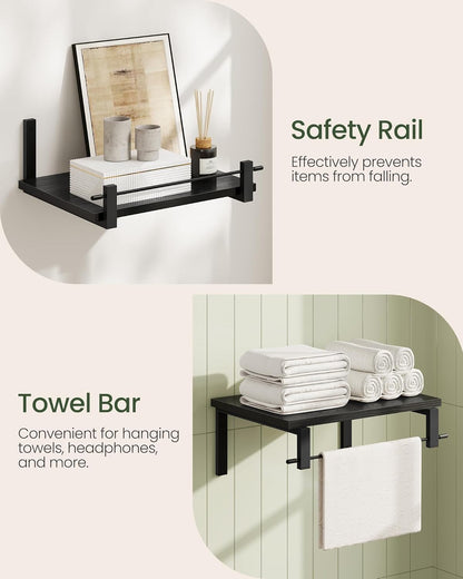 Deep Floating Shelves for Wall, 12 inch Wall Mounted Shelves Set of 2, Wide Floating Shelves for
