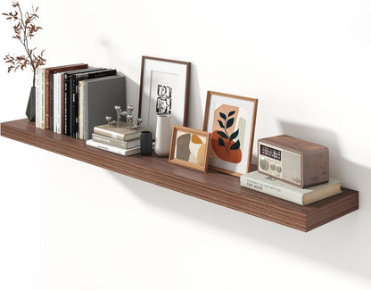 12 Inch Deep Floating Shelves for Wall | 72W x 12D Floating Shelves Set of 1 | Rustic Walnut Long