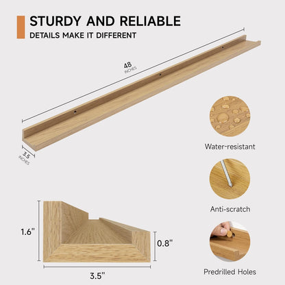 Picture Ledge Shelf for Wall, Floating Shelves Set of 4, 48 Inch Long Nursery Book Shelves for Toys