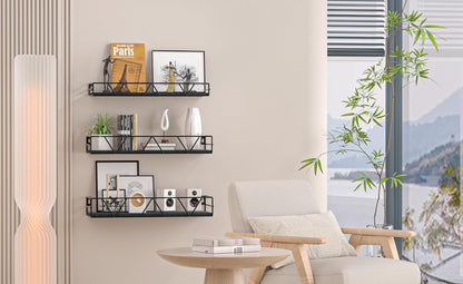 Floating Shelves Set of 3, Home Wood Wall Shelf, Farmhouse Shelf for Bedroom, Wall Mounted Floating