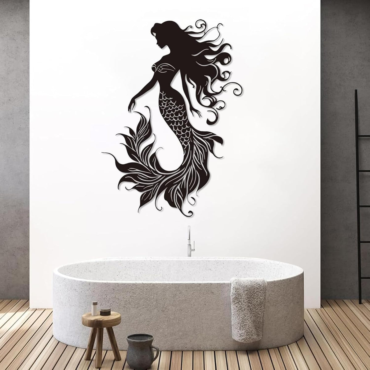 Veplsur Mermaid Metal Wall Art, Metal Mermaid Wall Decor, Marine Biology Wall Decor, Ocean Wall