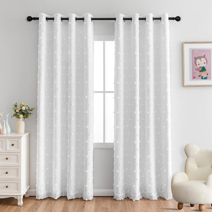 MYSKY HOME 100% White Blackout Curtains for Girls Bedroom 90 Inch Long Total Light Blocking