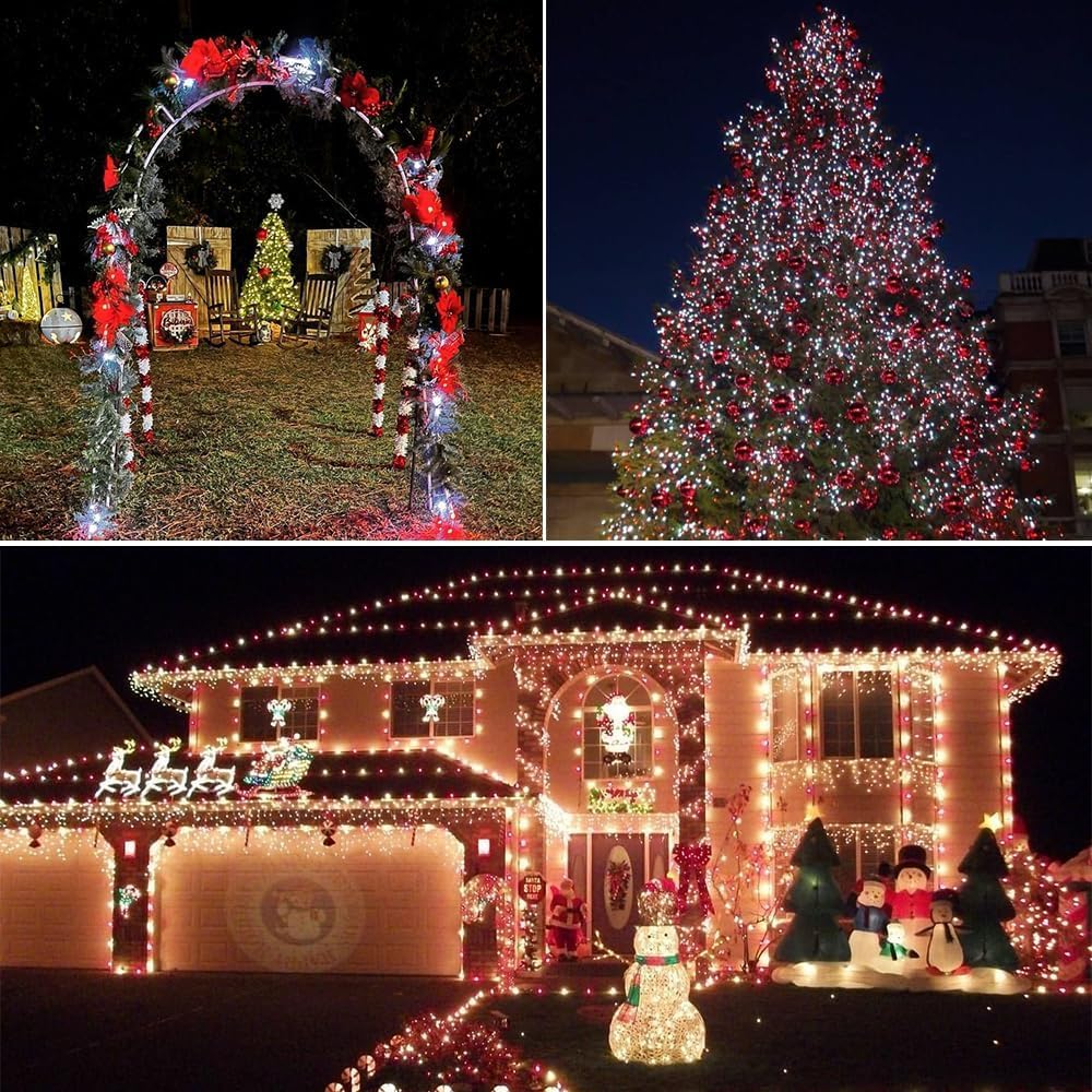 2 Pack 200 LED Solar Christmas Lights Outdoor Waterproof, Solar String Lights for Outside, Solar
