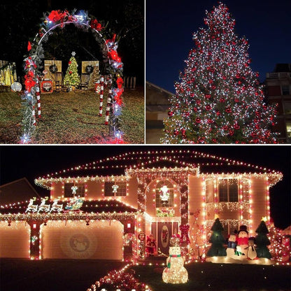 2 Pack 200 LED Solar Christmas Lights Outdoor Waterproof, Solar String Lights for Outside, Solar