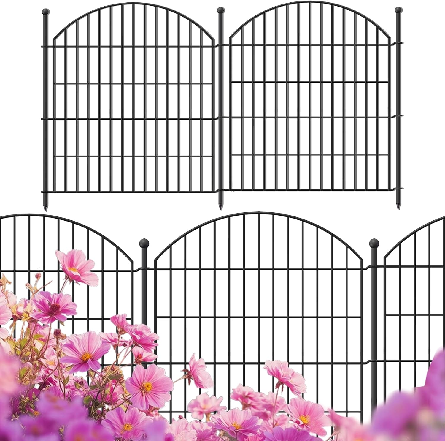 Decorative Garden Fence 32in (H) x24ft (L), 10 Pack No Dig Fence Animal Barrier for Dog, Arched