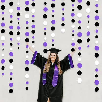 46Ft Purple Black Circle Dots Garlands Black Purple and White Polka Dot Hanging Paper Streamer