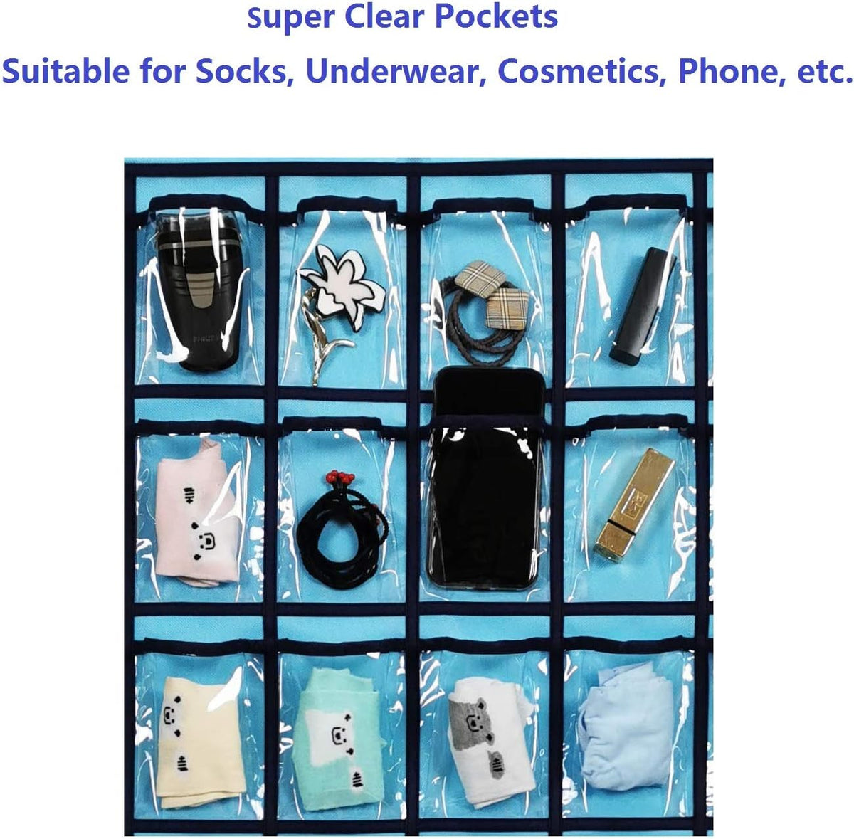 Classroom Pocket Chart for Phone Calculator Holder Over The Door Hanging Closet Jewelry Organizer