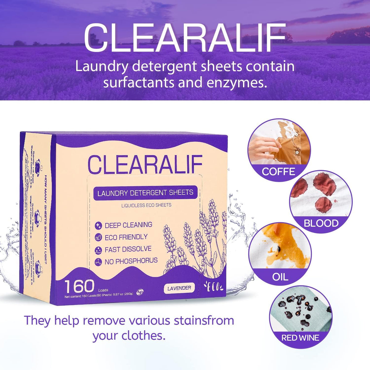 CLEARALIF Laundry Detergent Sheets, Lavender,Up to 480 Loads - Great For Travel,Apartments