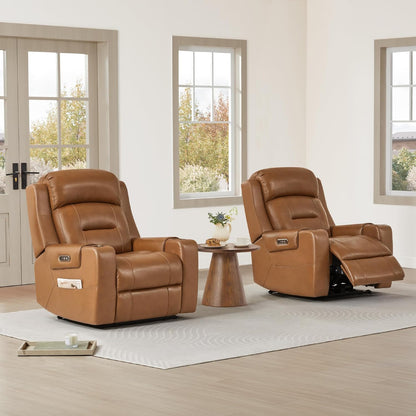 Watson & Whitely Genuine Leather Power Recliner Chairs for Adults, Lay Flat Recliner with Power