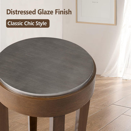 COSIEST Round End Table, 2-Tier Classic Brown Side Table, Farmhouse Wood Accent Table with Storage