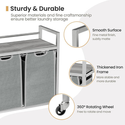 Laundry Hamper, Laundry Basket, Laundry Sorter with 3 Removable Bags, Clothes Basket with 3