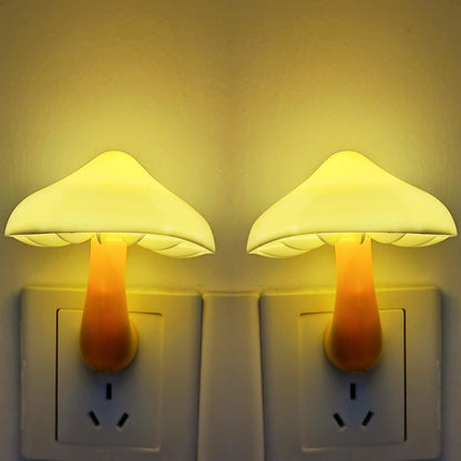 AUSAYE 2 Pack Sensor LED Night Light Plug in NightLight Energy Saving Wall Lamp Mushroom Night