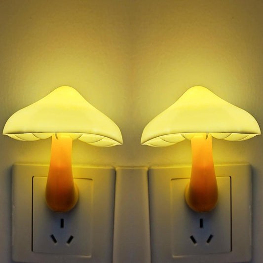 AUSAYE 2 Pack Sensor LED Night Light Plug in NightLight Energy Saving Wall Lamp Mushroom Night