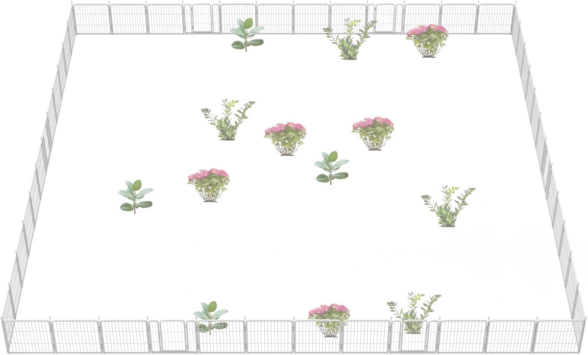 FXW Decorative Garden Fence for Yard, 24in(H) x 90ft(L) 48 Panels Heavy Duty No Dig Metal Fencing