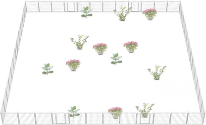 FXW Decorative Garden Fence for Yard, 24in(H) x 90ft(L) 48 Panels Heavy Duty No Dig Metal Fencing
