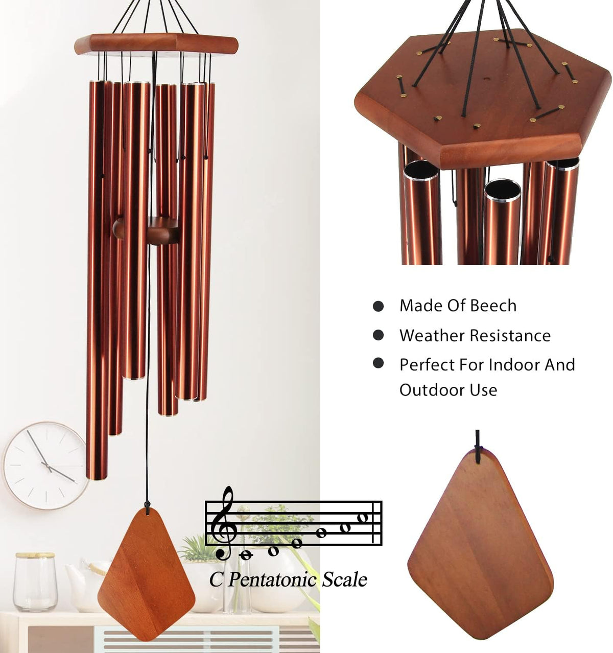 ASTARIN Wind Chimes Outdoor Large Deep Tone, Large Windchimes for Outside with 6 Tubes Tuned