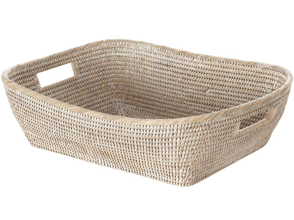 KOUBOO La Jolla Rattan Shelf Basket, Towel Storage Organizer, White Wash
