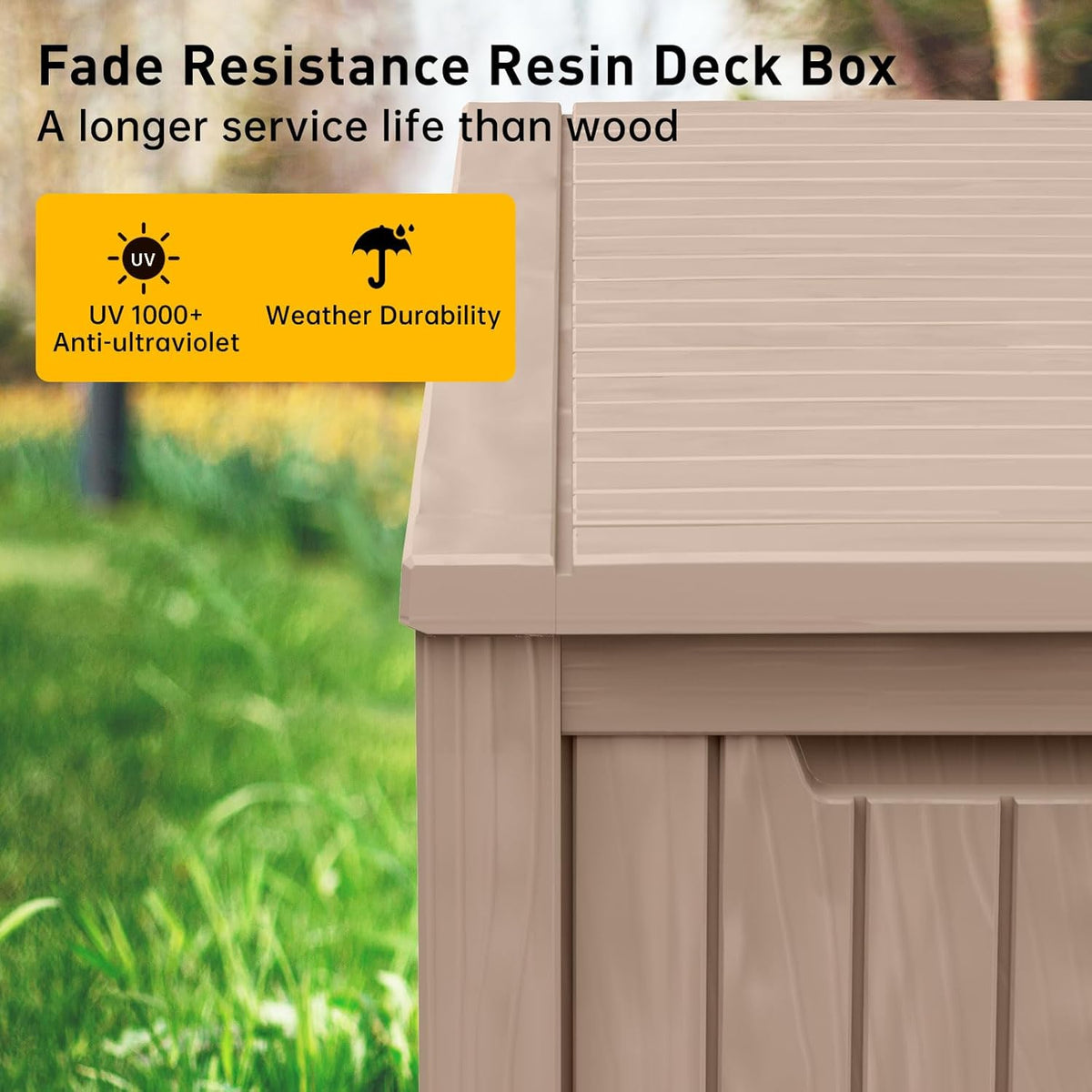 DRATO 180 Gallon Deck Box, Waterproof Resin Large Outdoor Storgae Box for Patio Furniture, Patio