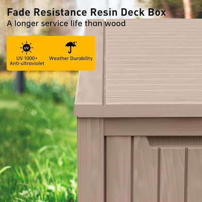 DRATO 180 Gallon Deck Box, Waterproof Resin Large Outdoor Storgae Box for Patio Furniture, Patio