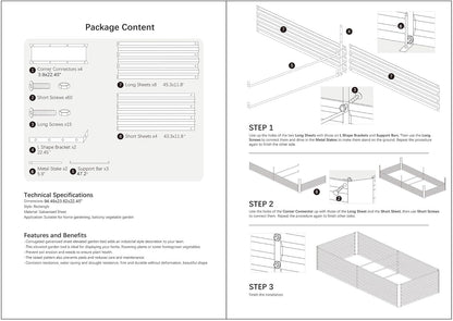 8x4x2FT Metal Raised Garden Bed Kit, Galvanized Outdoor Garden Bed Planter Box for Vegetables
