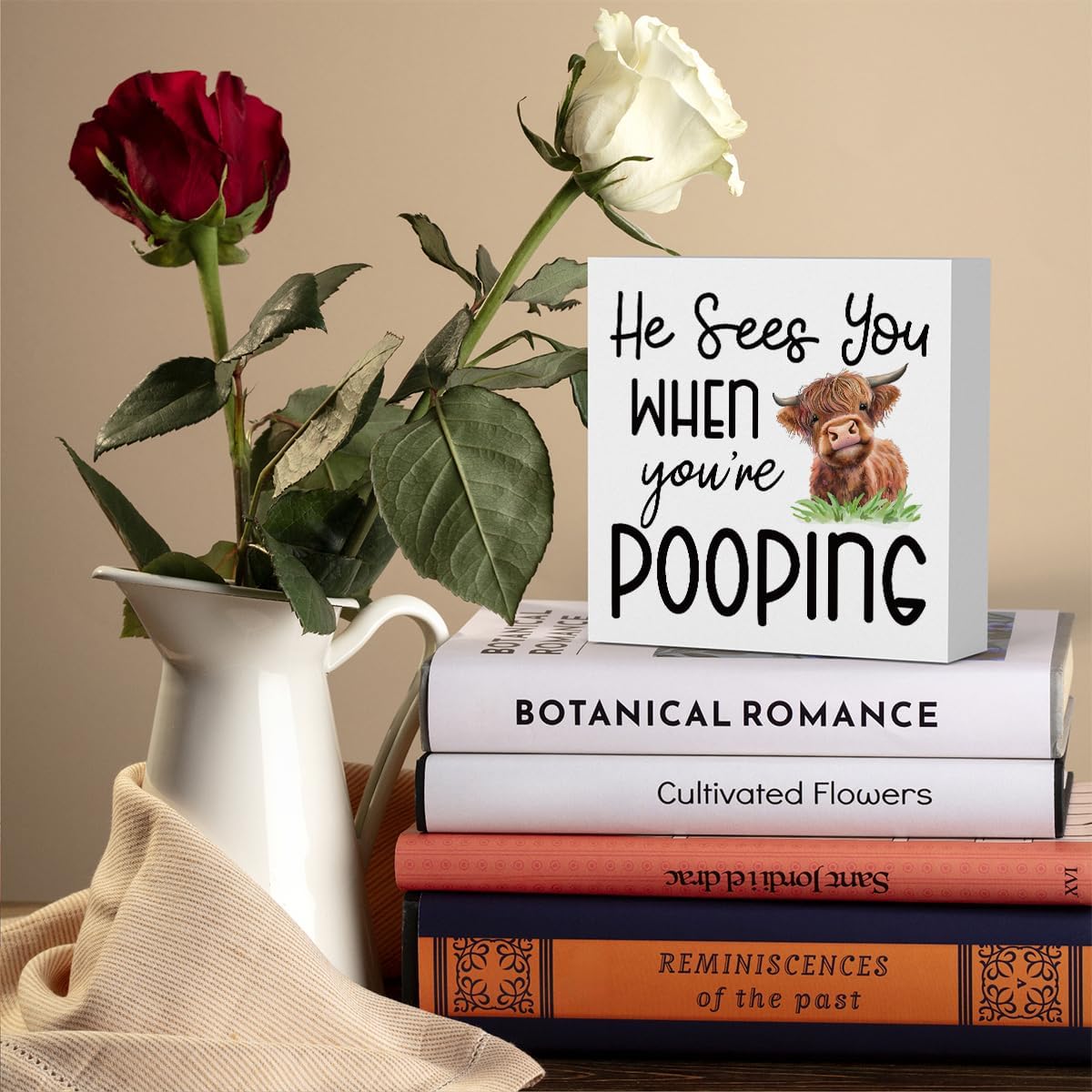 Funny Highland Cow Bathroom Decor Are You Pooping Sign Highland Cow Gifts for Women Highland Cow