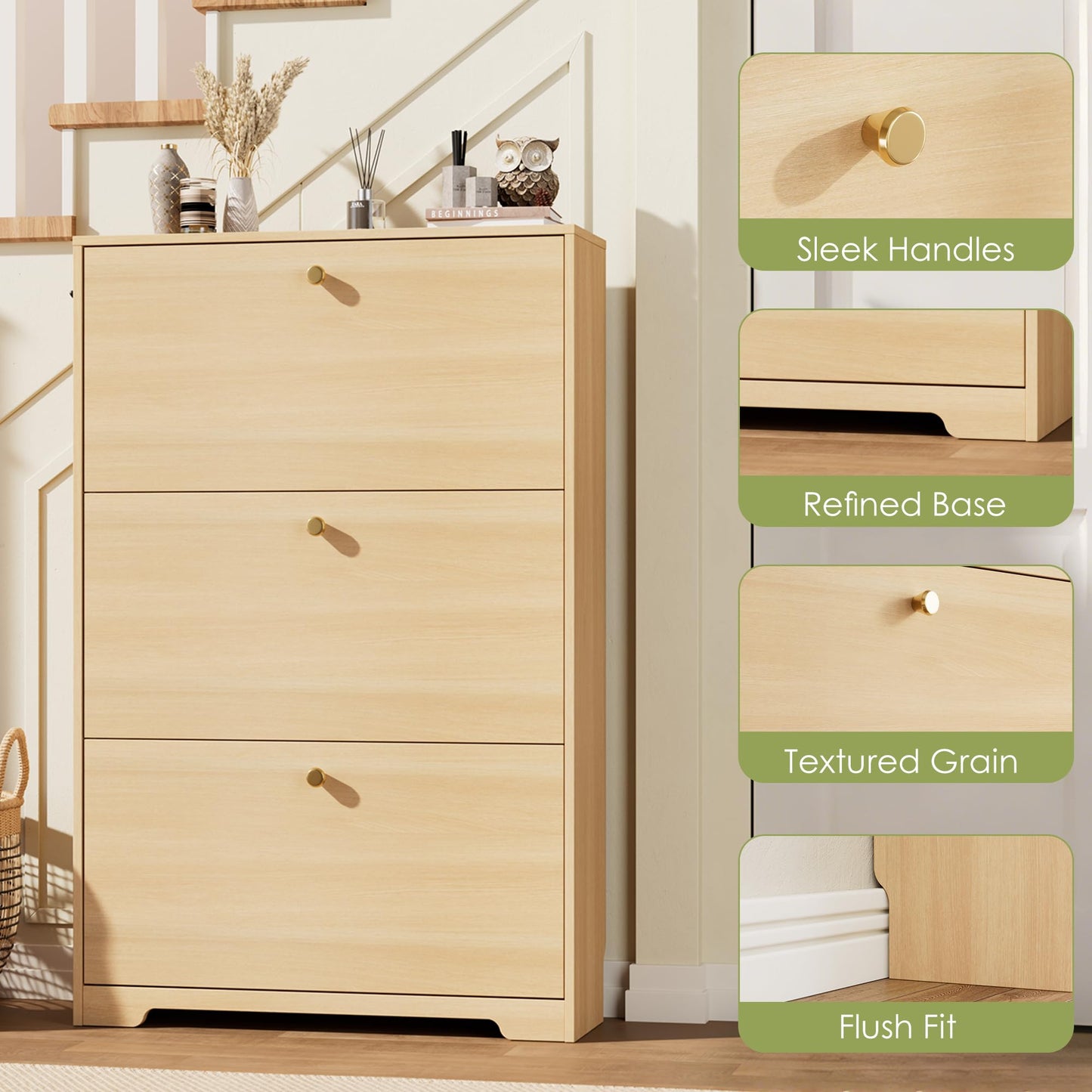 Nicetree Shoe Storage Cabinet, Slim Shoe Cabinet, Hidden Shoe Rack Cabinet, Shoe Storage Cabinet
