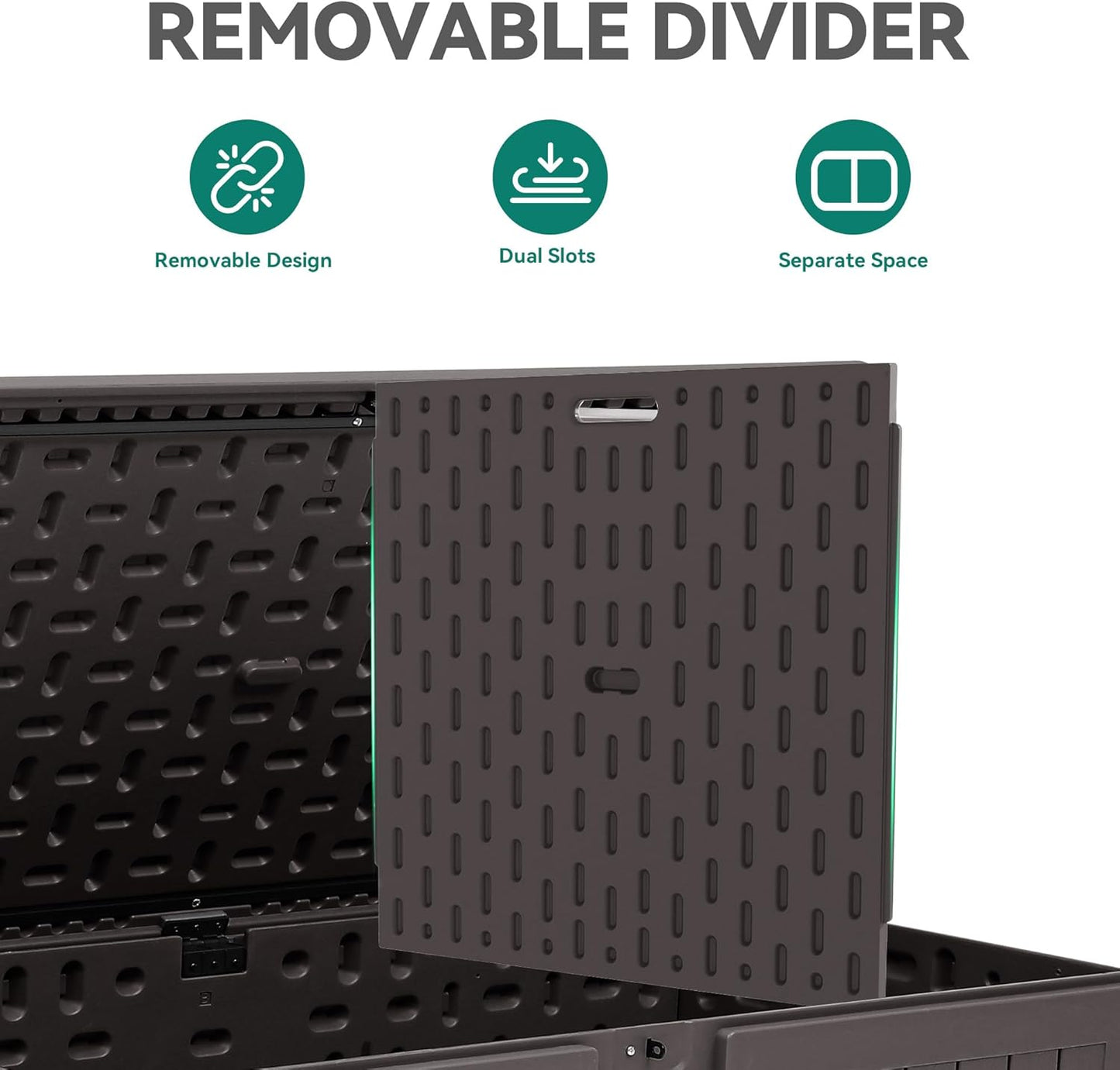 YITAHOME 200 Gallon Double-Wall Deck Box with Divider & Side Handles, Outdoor Large Storage for