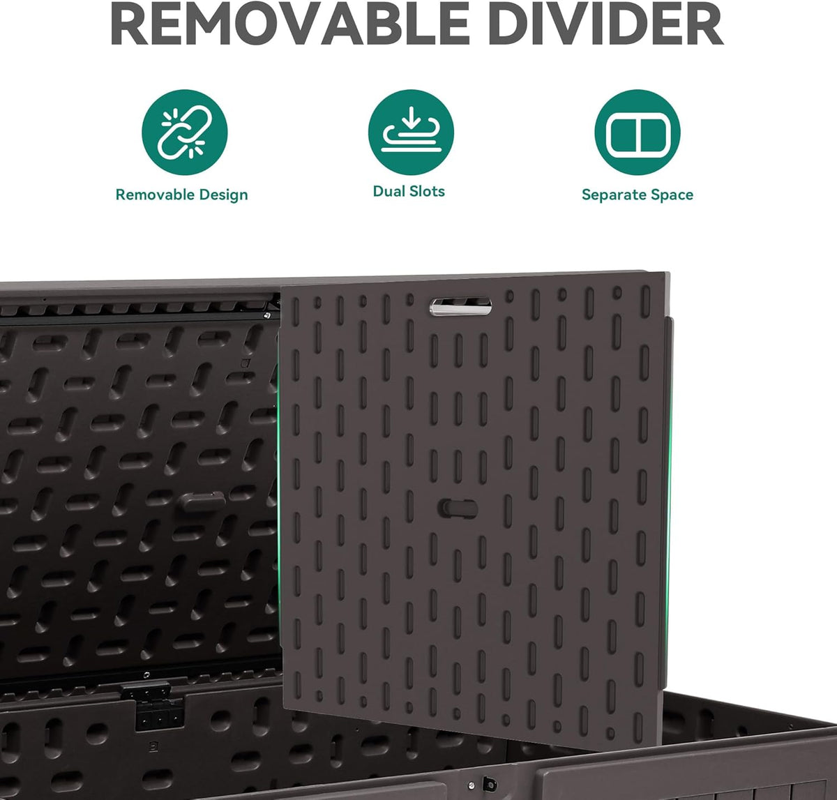 YITAHOME 200 Gallon Double-Wall Deck Box with Divider & Side Handles, Outdoor Large Storage for