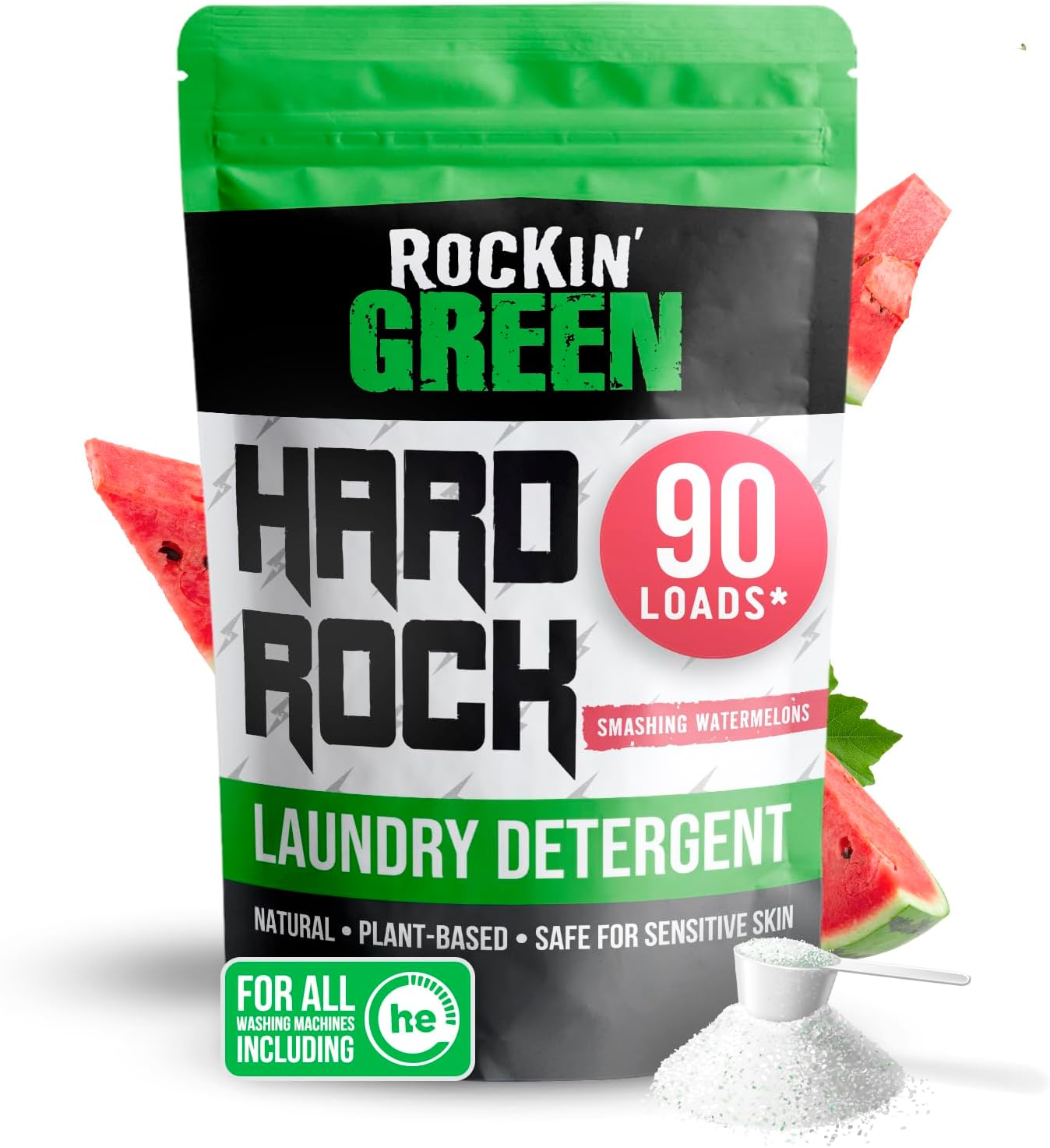 Rockin' Green Hard Rock Laundry Detergent for Hard Water (90 Loads), Plant based, Natural Laundry