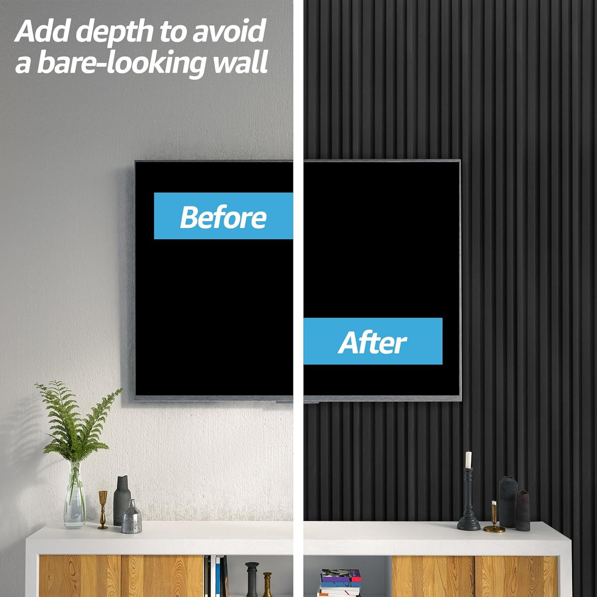 Art3d WPC Wainscoting Panels, 16-Pack 48 x 6 Inch 3D Wall Accents for Interior Wall Decor, Living