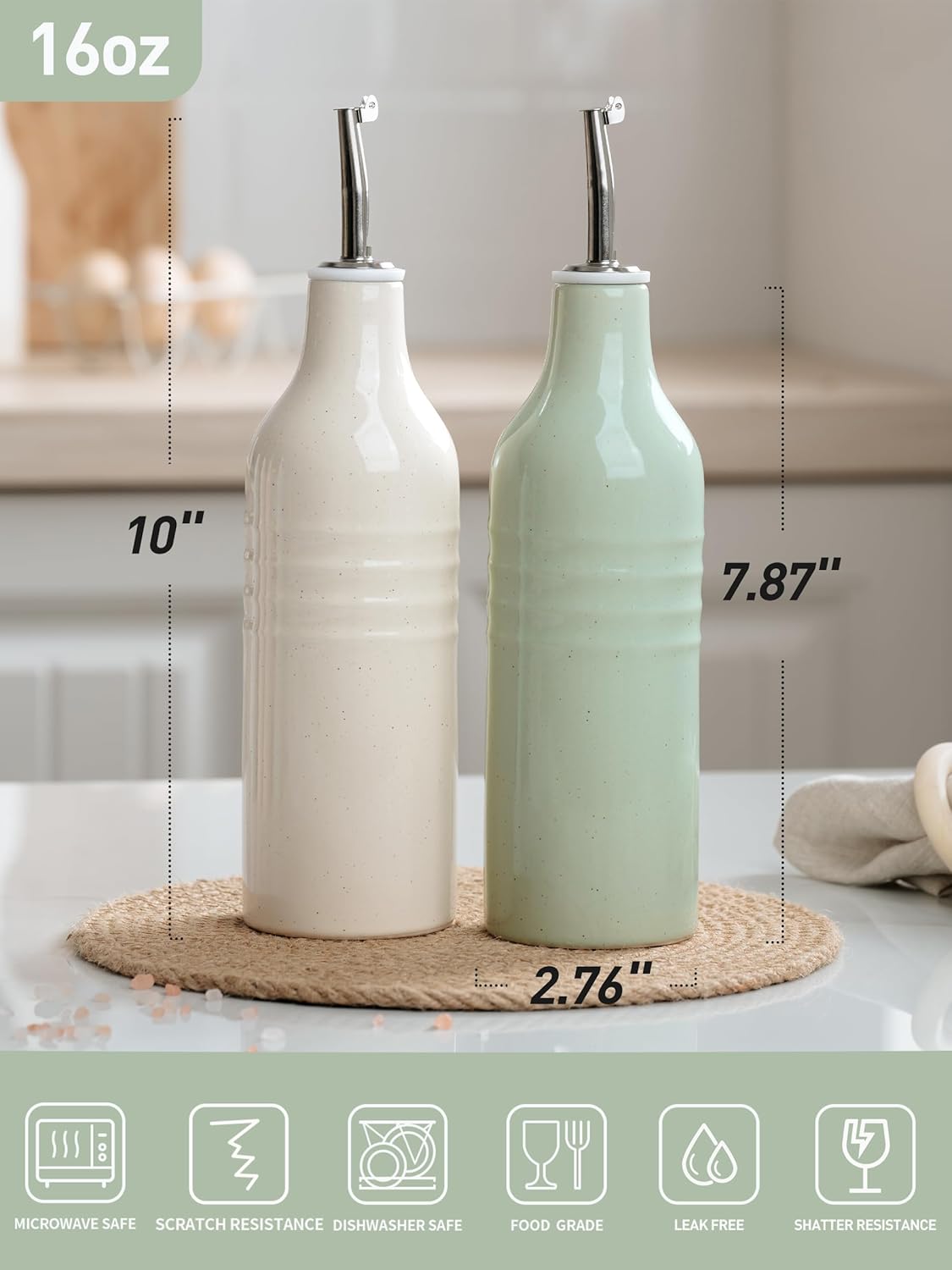 famiware Jupiter 16oz Ceramic Olive Oil Dispenser Bottle, Olive Oil and Vinegar Dispenser Bottle