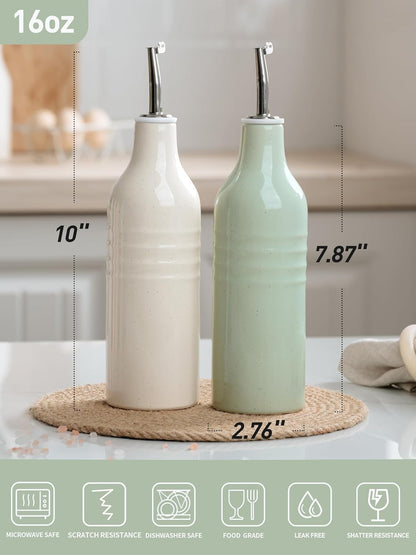 famiware Jupiter 16oz Ceramic Olive Oil Dispenser Bottle, Olive Oil and Vinegar Dispenser Bottle