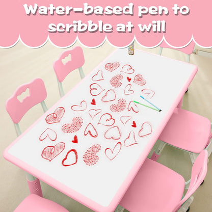 Children's Table and Chair Set Suitable for Boys and Girls Age 2-12 Height Adjustable Table top Can