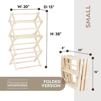 Pennsylvania Woodworks Clothes Drying Rack: Solid Maple Hard Wood Laundry Rack for Baby Clothes
