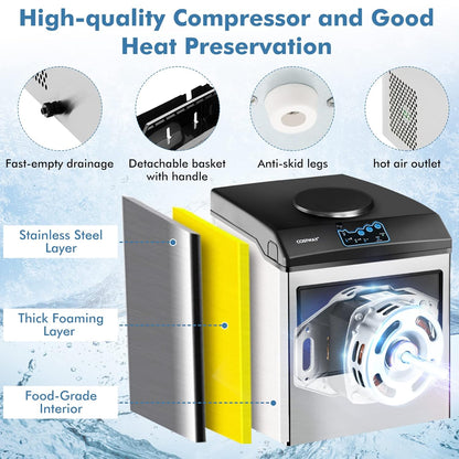 COSTWAY 2 in 1 Countertop Ice Maker Built-in Water Dispenser, 48LBS per Day, S/M/L Size Ice Cube